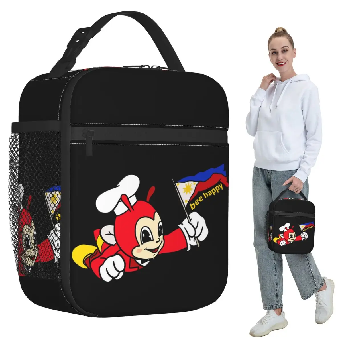 JOLLIBEE BEE HAPPY PHILIPPINE FLAG STICKER Insulated Lunch Bag Cooler Thermal Food Box Tote Leakproof Lunch Boxes Container