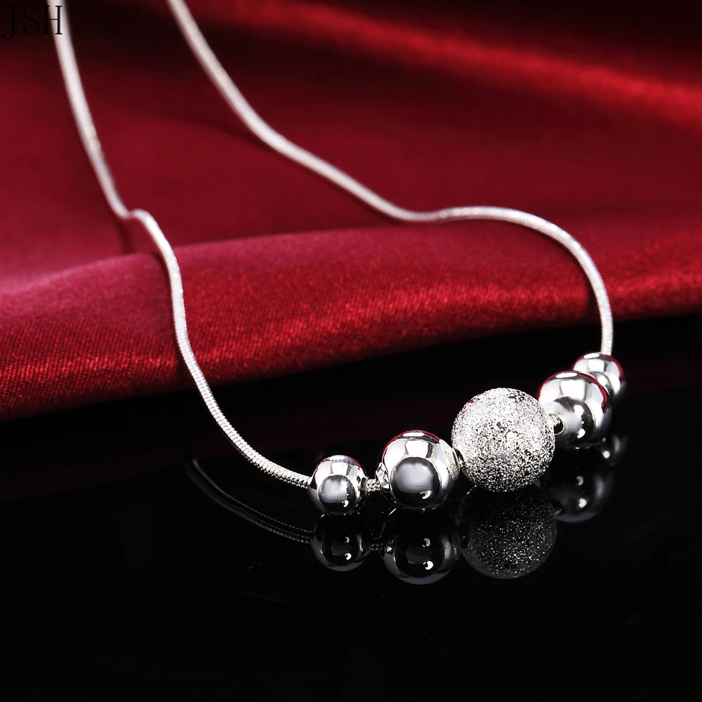 Charms Wedding 925 Sterling Silver New Cute Lady Bead Necklace Jewelry Silver Jewelry Fashion Cute Pendant Necklace