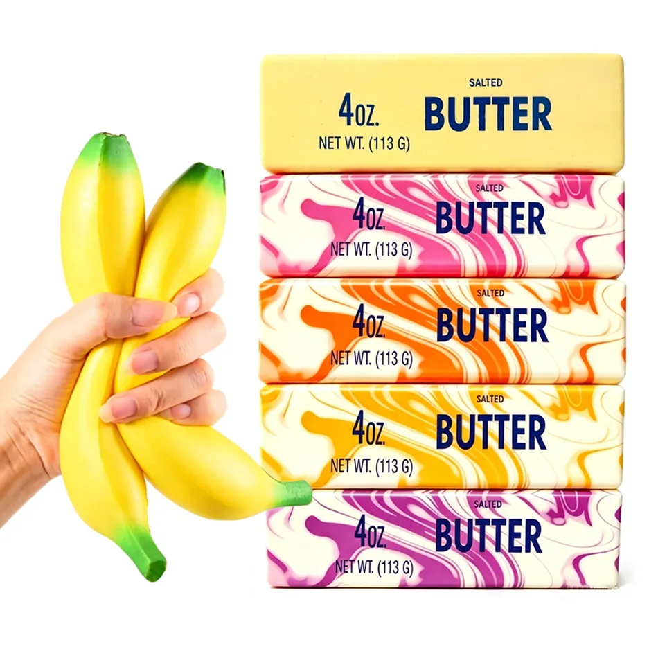 awaii Simulation Fruit Banana Marbling Butter Squishy Toy Soft TPR Squeeze Fidget Toy Stress Relief Sensory Toy Perfect Birthday