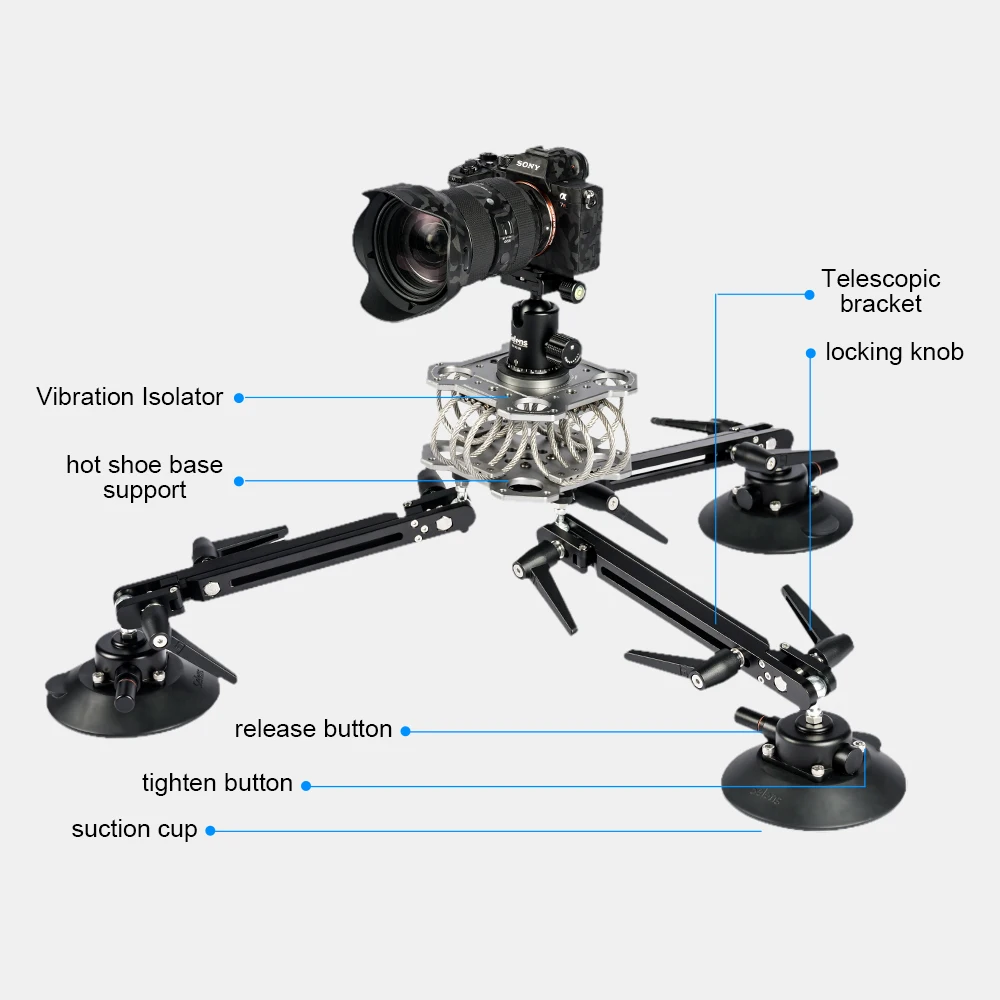 Selens SK-1 Aluminium Alloy 60kg Load Solid Car Suction Cup Mount Holder Dslr Camera Tripod For Gimbal Stabilizer Support