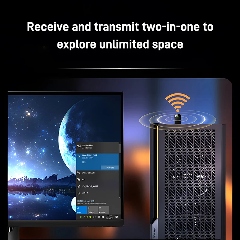 Wawram 600mbps wifi5 2in1 dongle banda dupla placa de rede sem fio 2.4g 5.8ghz usb wifi bluetooth 4.2 adaptador driver livre