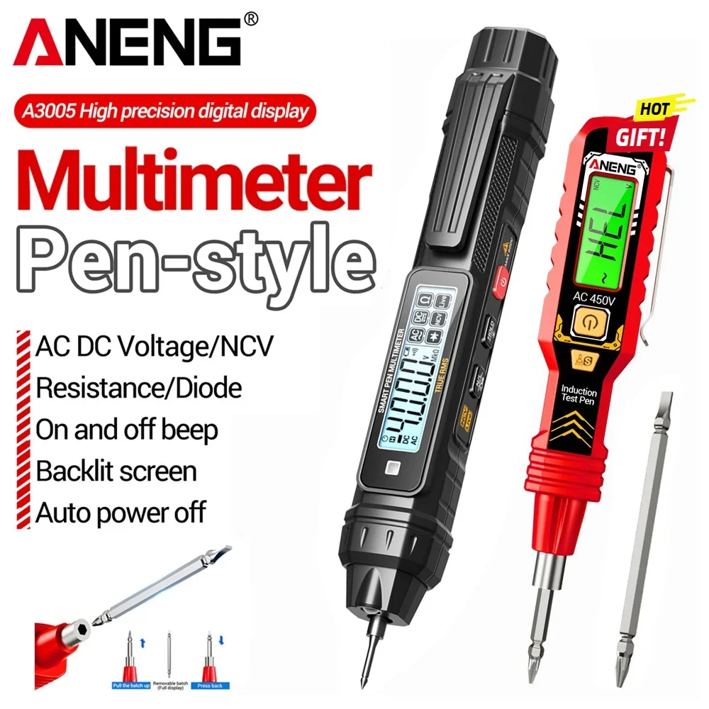 ANENG A3005 Digital Multimeter Pen Type  AC Voltage Resistance Tester 4000 Counts Free Gift B20 Test Pen Electrical Repair Tooll