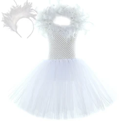 White Swan Costumes for Girls Feather Parrot Ballet Tutu Dress for Kids Snow Owl Outfit Children Christmas Halloween Clothes