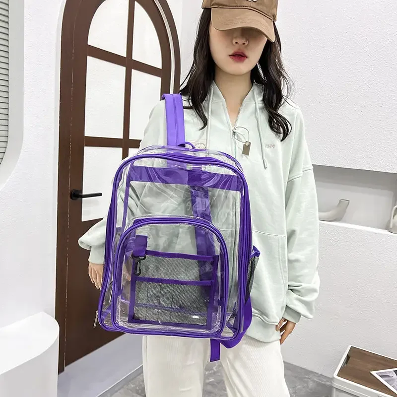 BOMO High Capacity Womens Backpack Fashion Simple Transparent Backpacks for Ladies Design Autumn Versatile Casual Female Bag