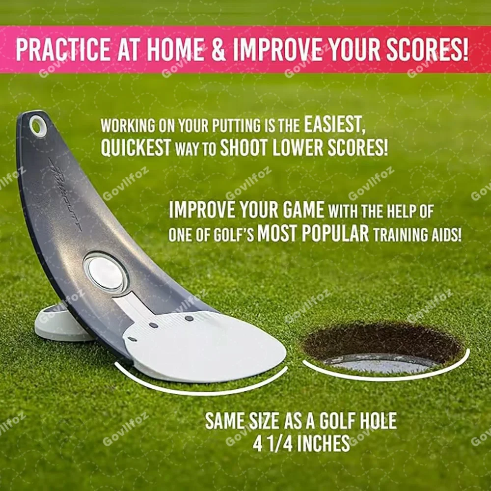 Portable Golf Putter Practice Tool Alignment Stick Holder Foldable Design Stability Indoor Outdoor Triple Aim Points Spiked Base view 3