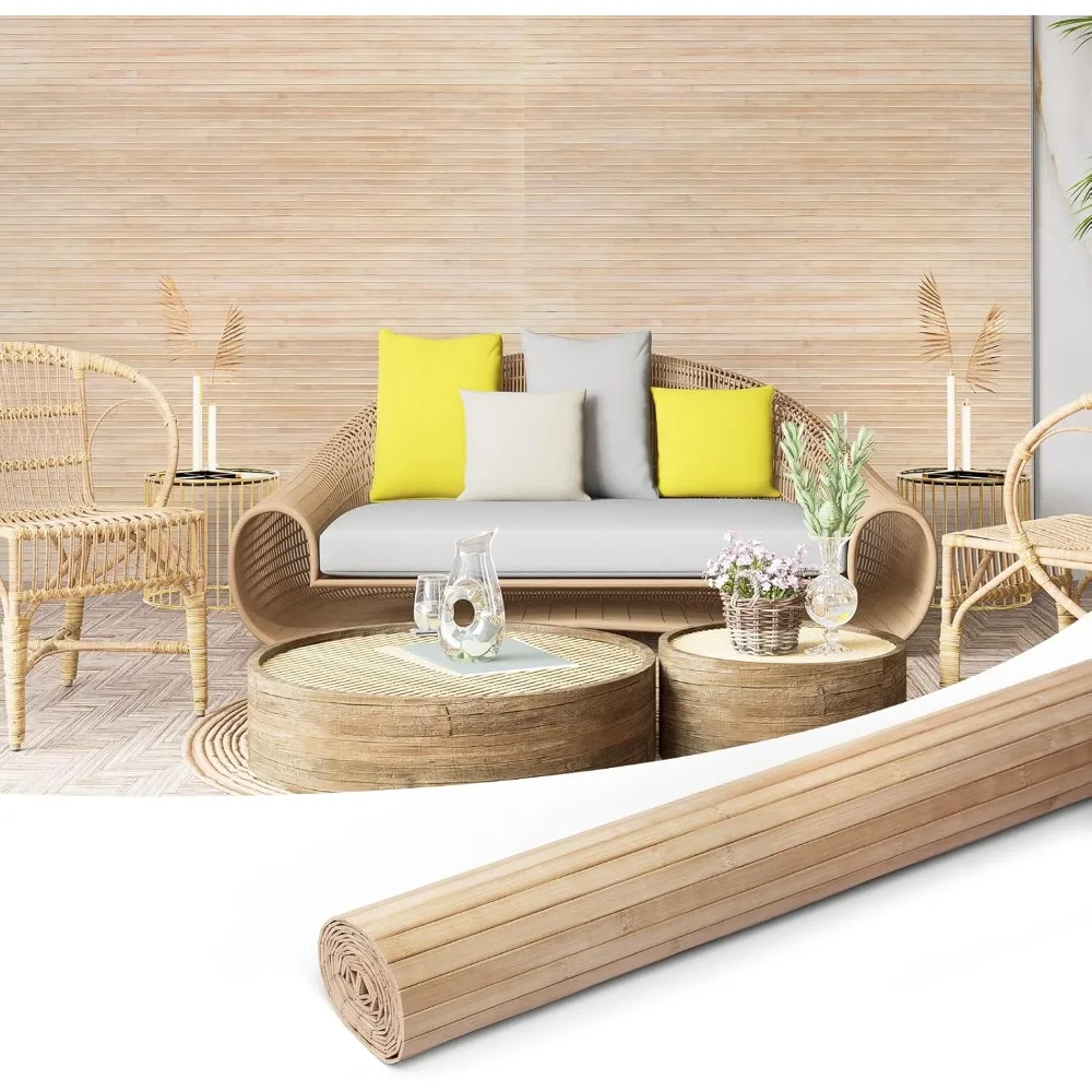 Panneau mural en bambou naturel 48x96 pouces, pour décoration murale intérieure, panneaux de revêtement mural d'enveloppe de poteau Flexible