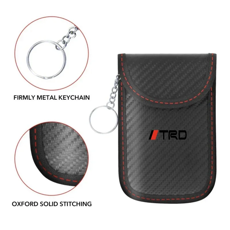 Newest  Universal Anti-theft Car Key Fob RFID Signal Blocker  Blocking Pouch  For Toyota TRD Logo Corolla Chr Avensis Yaris