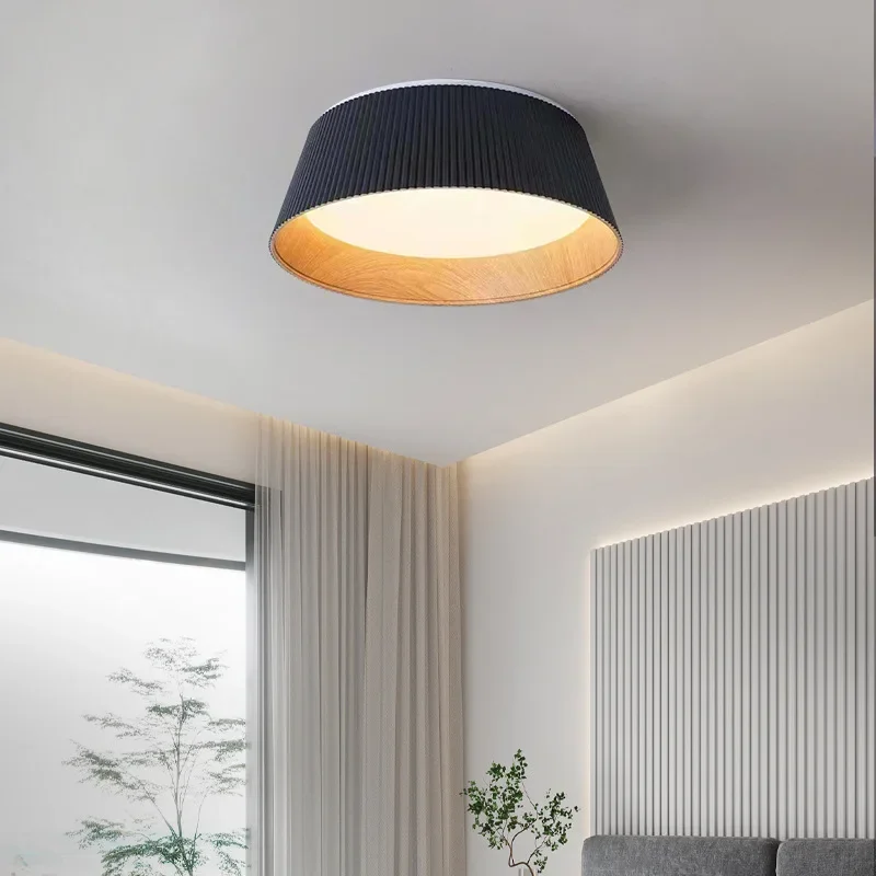 Minimalism Designer Wood Grain Ceiling Lamp LED Dining Room Bedroom Kitchen Decoration Chandelier Black White Lighting Factory