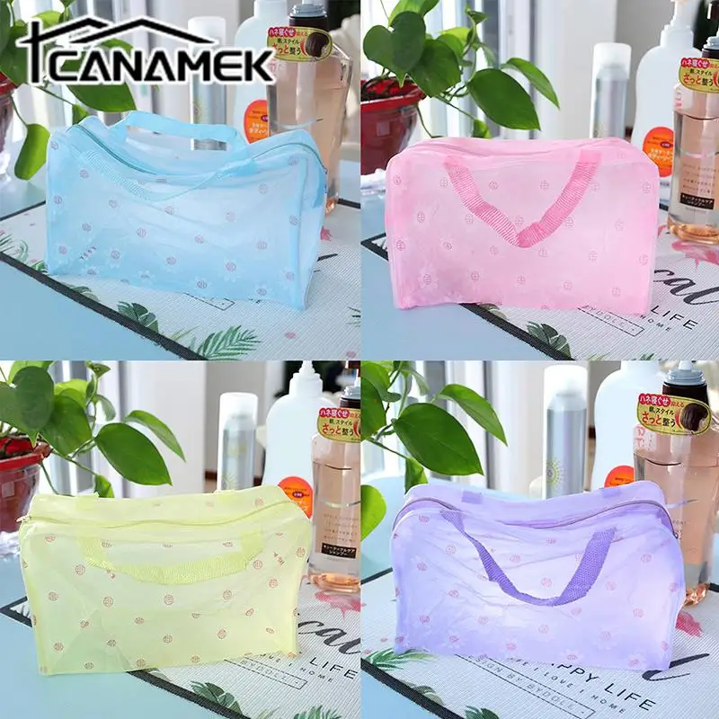 1Pc Waterproof Zipper Beauty Case Travel Toiletry Bags Handbag Cosmetic Bag Clear Makeup Bag For Women Girl