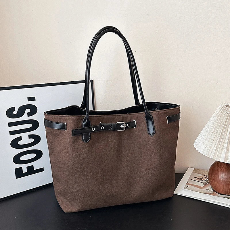 

2025 Casual New Tote Large Capacity High Quality Simple Versatile Canvas Shoulder Bags Solid Hasp Commute Women's Crossbody Bags