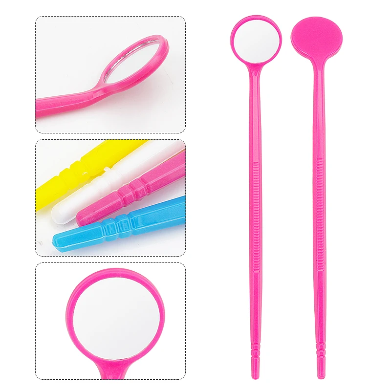 5pcs Eyelash Extension Check Makeup Mirror Teeth Cleaning Oral Inspection Hand Mirrors Plastic Handle Lash Lifting Beauty Tool