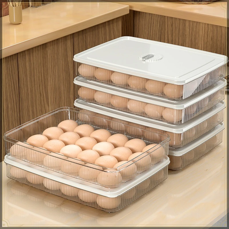 Food Grade PP Egg Holder 24 Grids Large Capacity Dustproof Easy to Clean Household Kitchen Egg Fresh Keeping Organizer Container