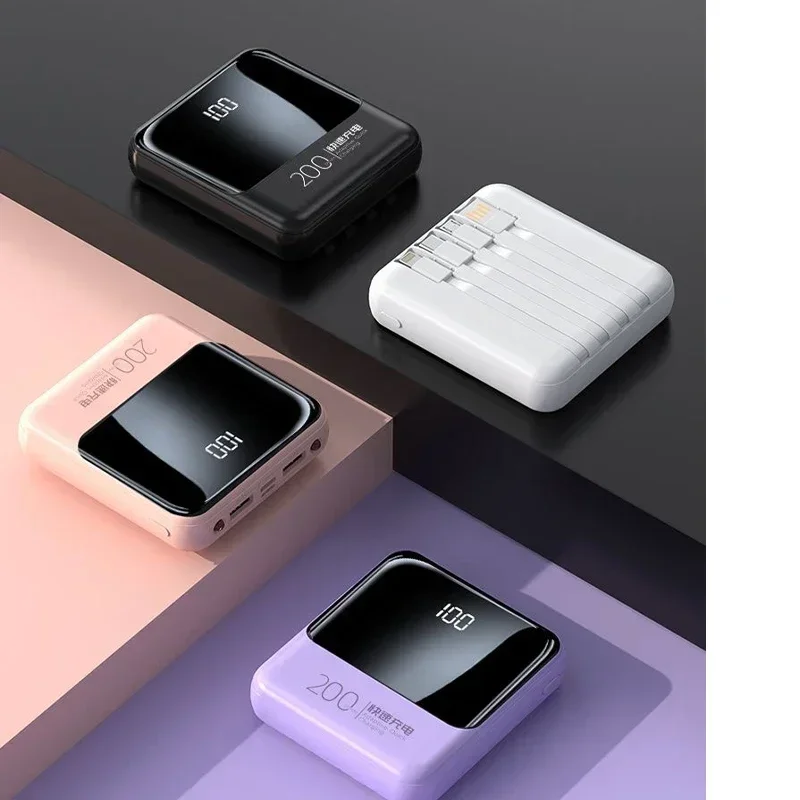 

Comes with 4-wire power bank, 20000mAh, large capacity fast charging, flash charging, ultra-thin, suitable for mobile phones,