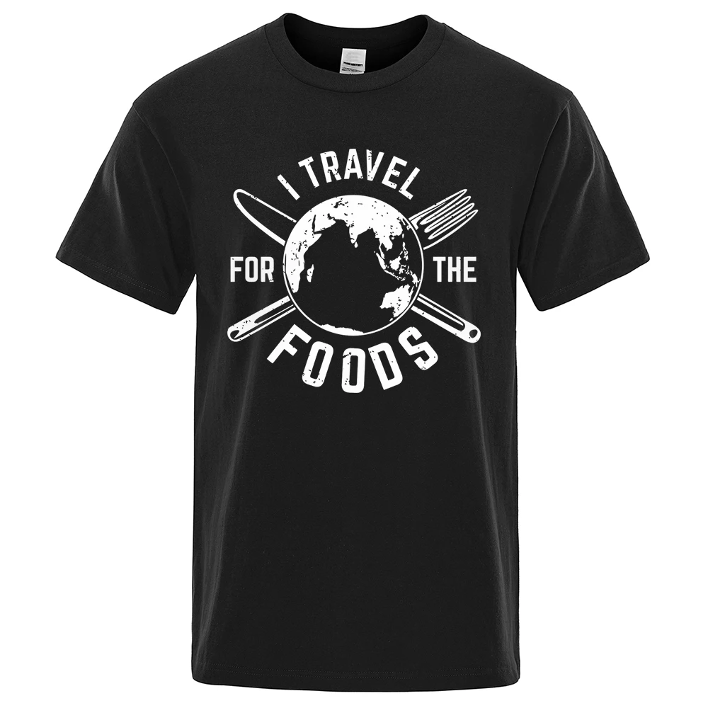 I Travel For The Foods Around Global T Shirts Men Vintage Loose T-Shirts Summer Cotton Short Sleeve Tops Fashion Soft Clothes