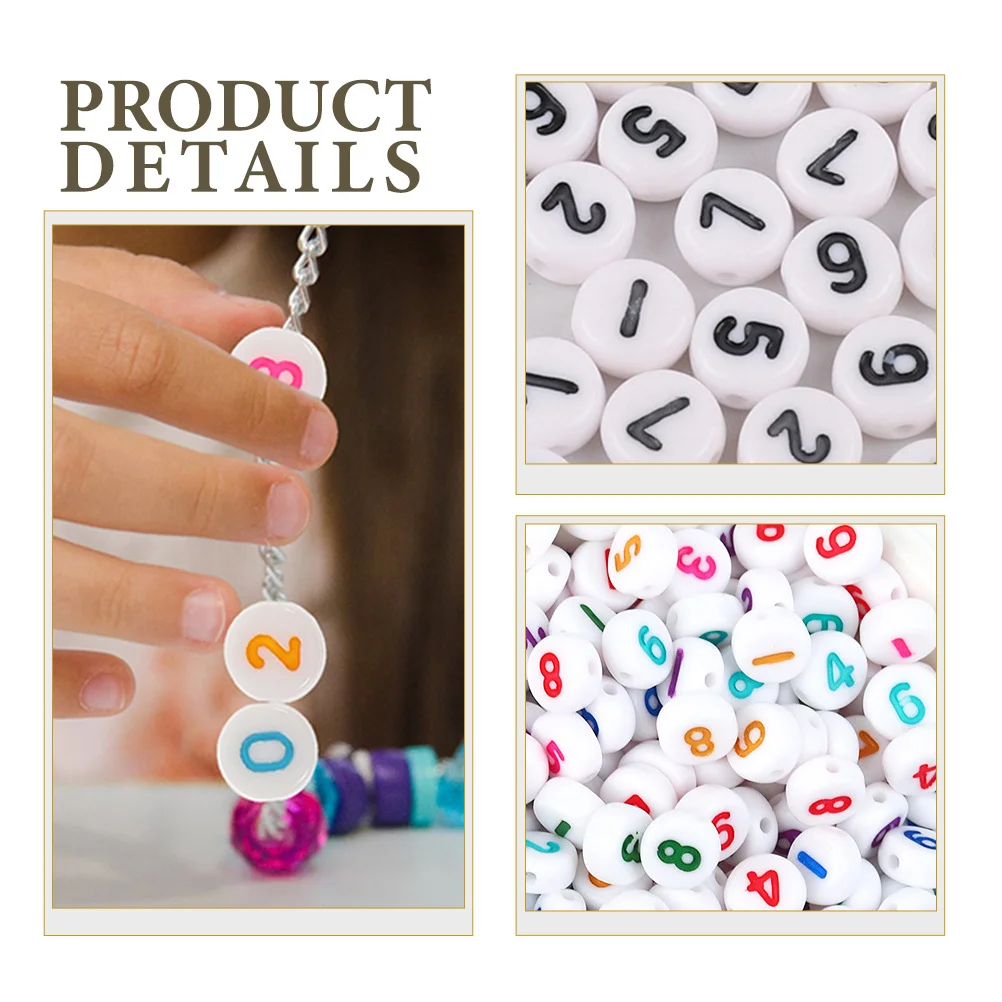 

200Pcs Number Beads Acrylic Stylish DIY Loose Beads for Bracelet Necklace Jewelry Craft Components Acrylic Bracelet Bead