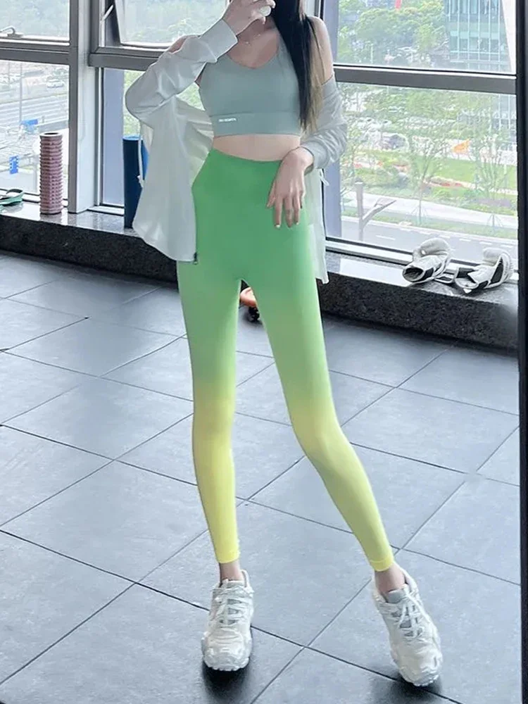 Tie Dye Yoga Leggings Pencil Pants Women High Waist Candy Color Gym Leggins Slim Pantalones Fashion Ankle-length Legginsy Broek