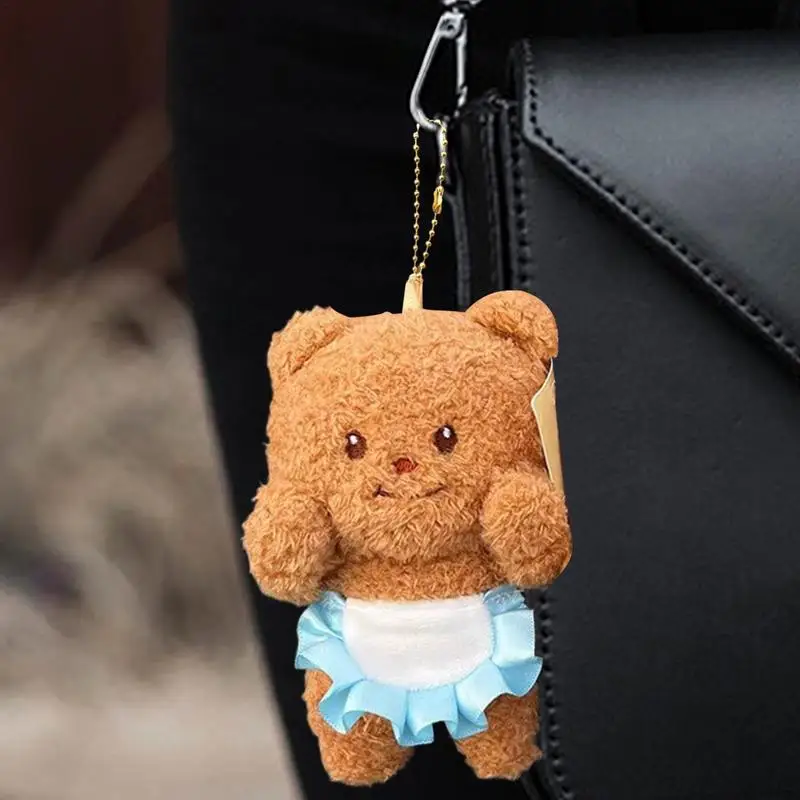 Cute Bear Keychain Purse Charm Plush Doll Bear Funny Bag Pendant Keychain Stuffed Animals Keychain Accessories Charm for Easter