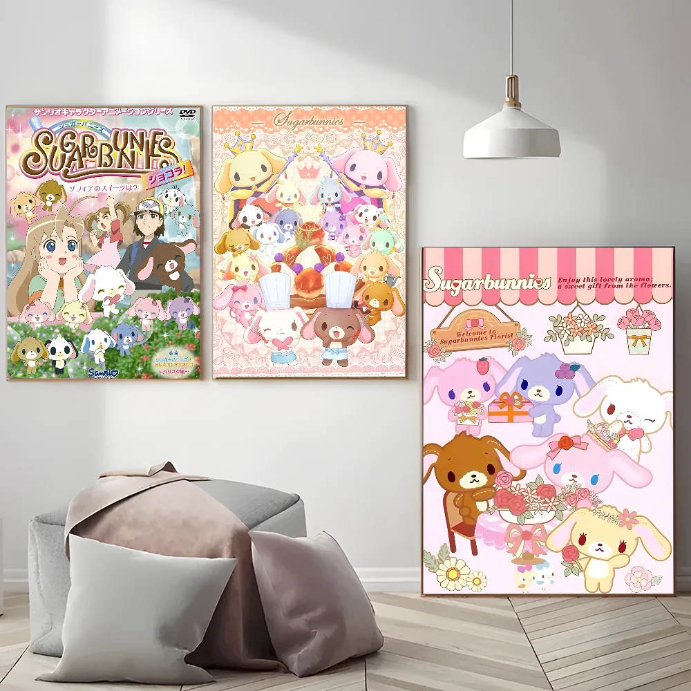 S_sugarbunnies Anime Kawaii Movie Sticky Posters Vintage Room Home Bar Cafe Decor Vintage Decorative Painting