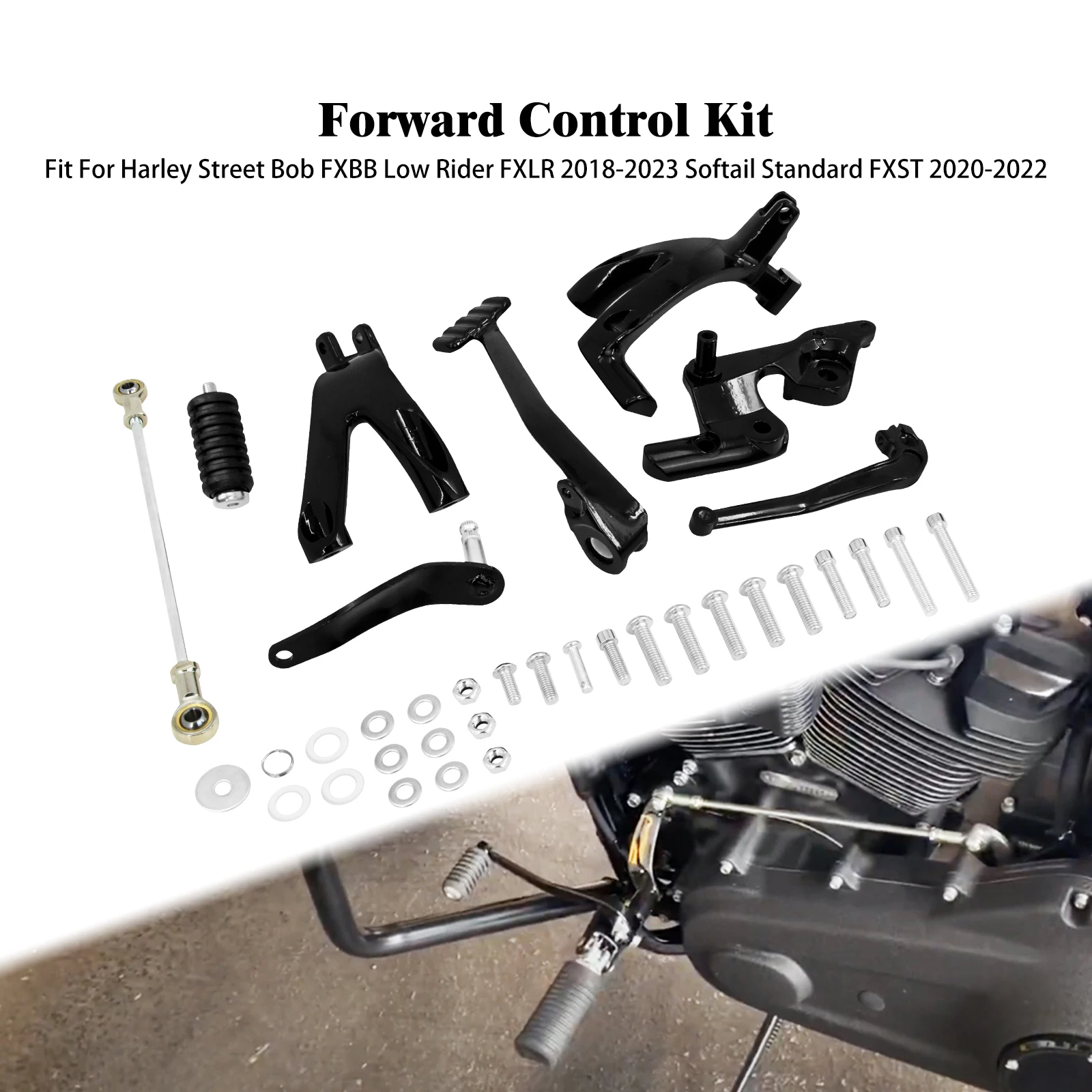 Motorcycle Forward Control Kit Stretched Foot Controls Footrest For Harley Softail Street Bob Low Rider Standard FXLR 2018-2024