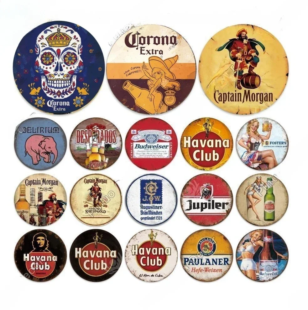 Circular Beer Label Aluminum Logo Retro Xihai Newspaper Wall Art Hanging Board Bar Club Men's Cave Home Decoration