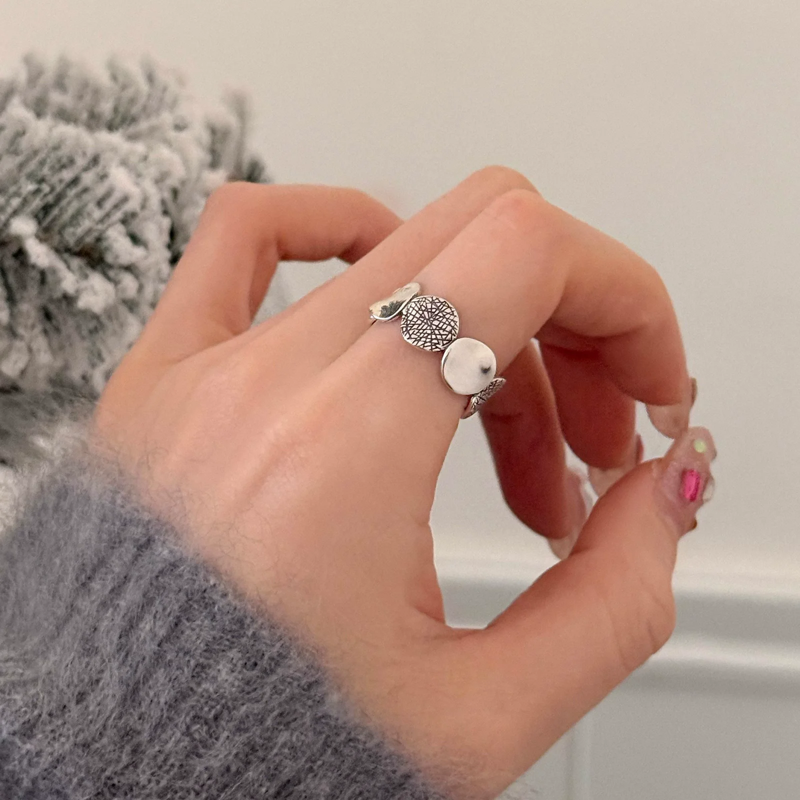XIYANIKE Vintage Irregular Round Piece Cuff Finger Rings For Women Girl Summer Fashion New Jewelry Gift Party anillos mujer