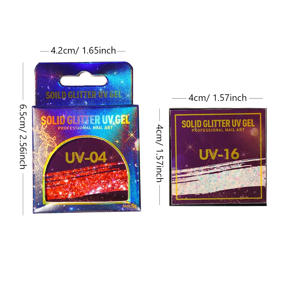 UV Solid Glitter Nagellack Gel, holografisches Laser Glitter Gel, nicht launig Max Shine Pailletten Nail Art Gel für DIY Tips Dekor – Detail 6