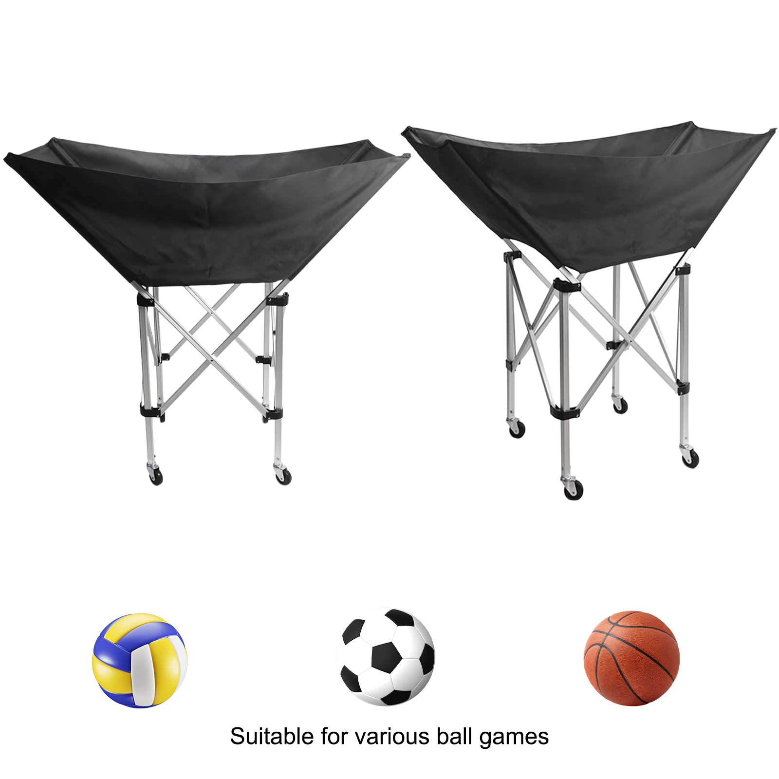 

Collapsible Volleyball Wheeled Cart with Wheels Rolling Ball Storage Cart Versatile Volleyball Training Equipment Ball Holder