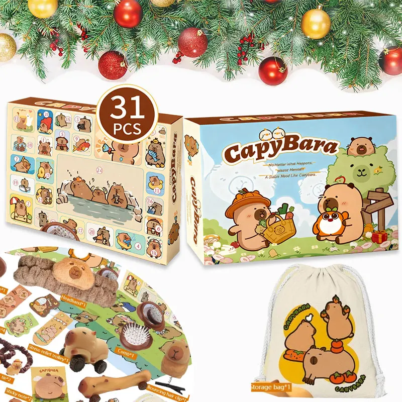 Nieuwe Capybara Thema Kerst Adventskalender Geschenken Figuren Model Blind Box voor Kinderen DIY Sieraden Haarspeld Speelgoed Countdown Kalender