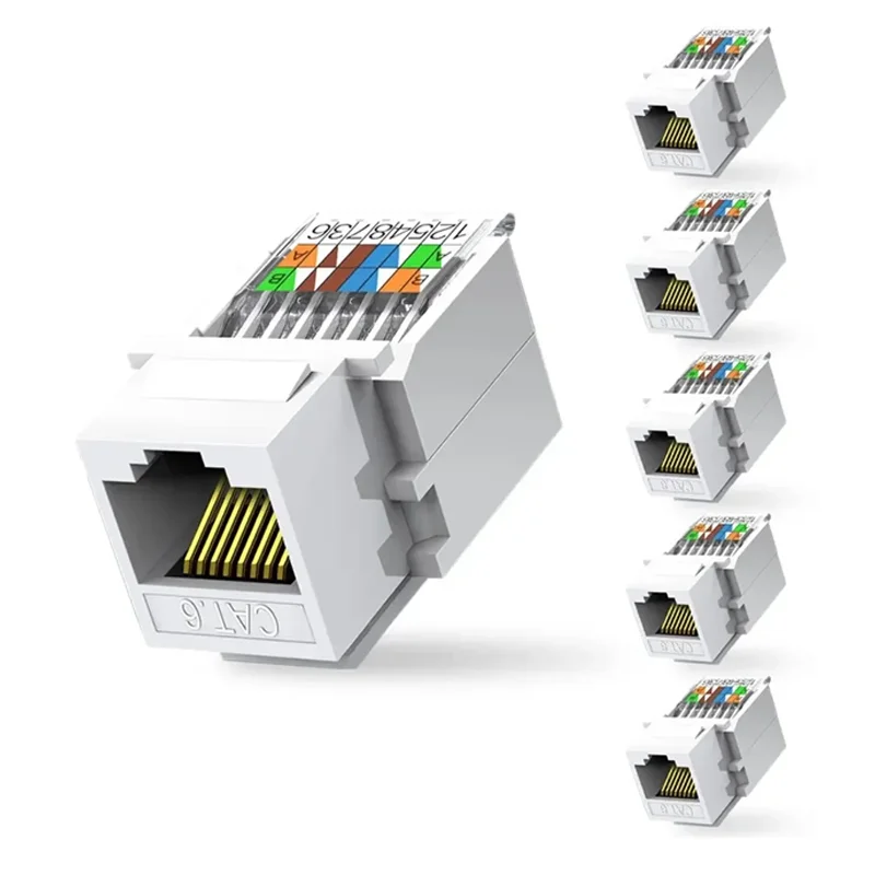 

6 шт. модулей-соединителей Cat6 RJ45 Keystone Jack без инструментов, не требующие обжима, белые
