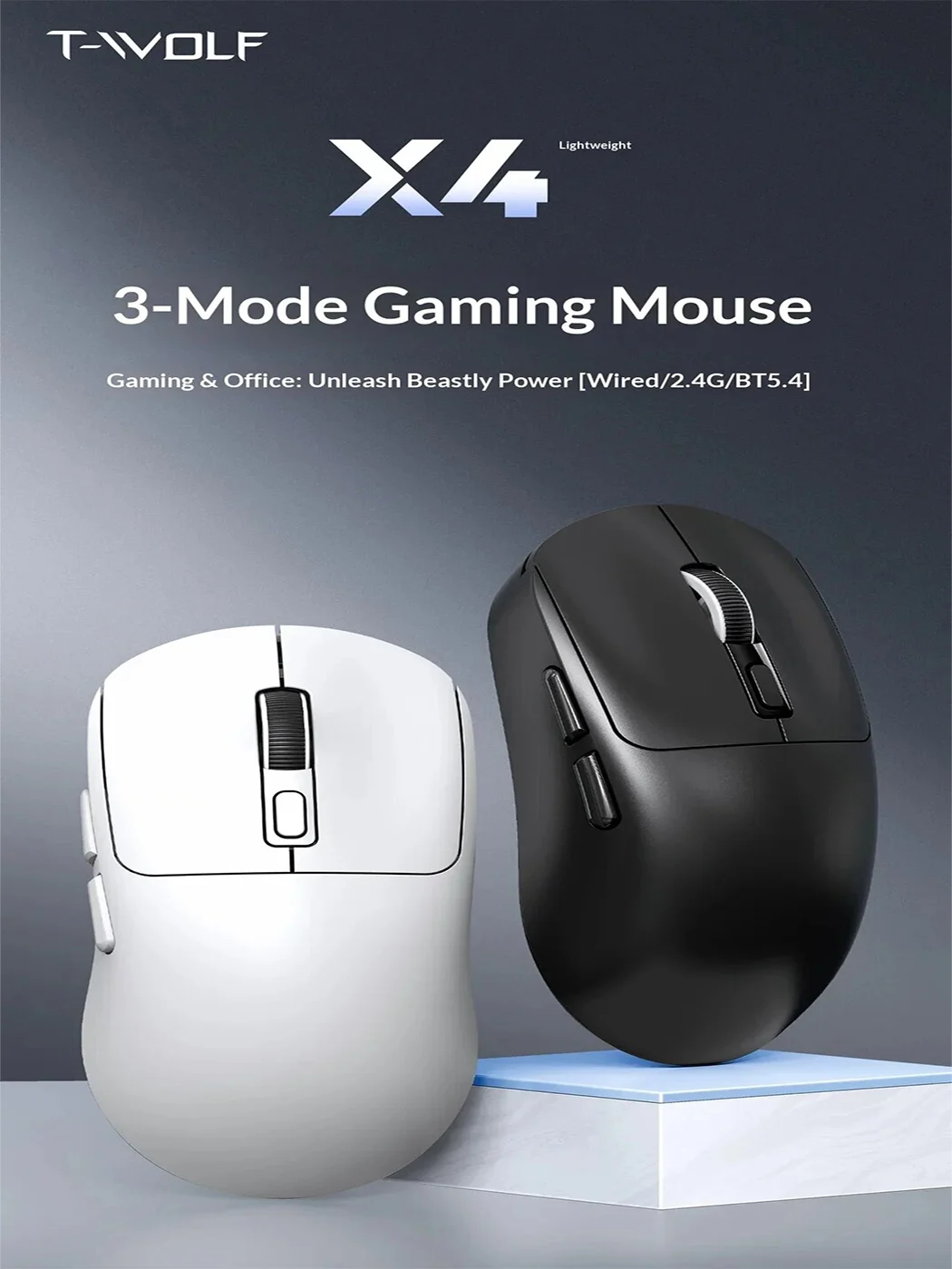

New best-selling Thunderwolf X4 three-mode esports wireless mouse Bluetooth office game notebook universal lightweight mouse