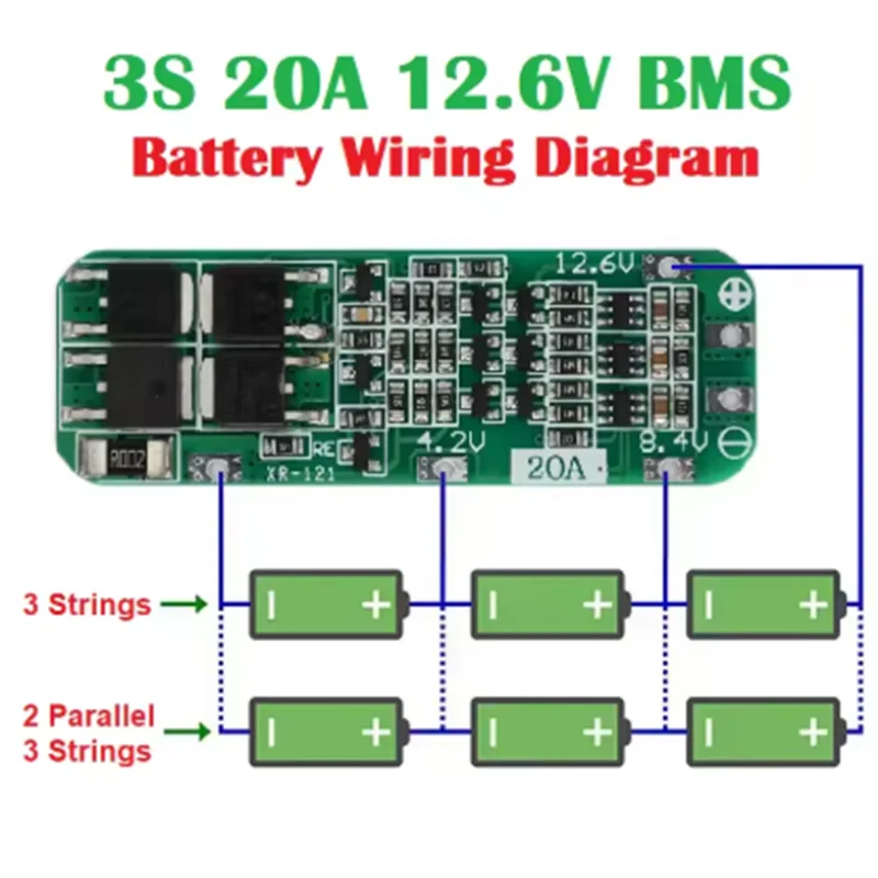 3S 20A Li-ion Lithium Battery 3.6V 3.7V 18650 Charger PCB BMS Protection Board For Drill Motor BMS 12.6V Lipo Cell Module
