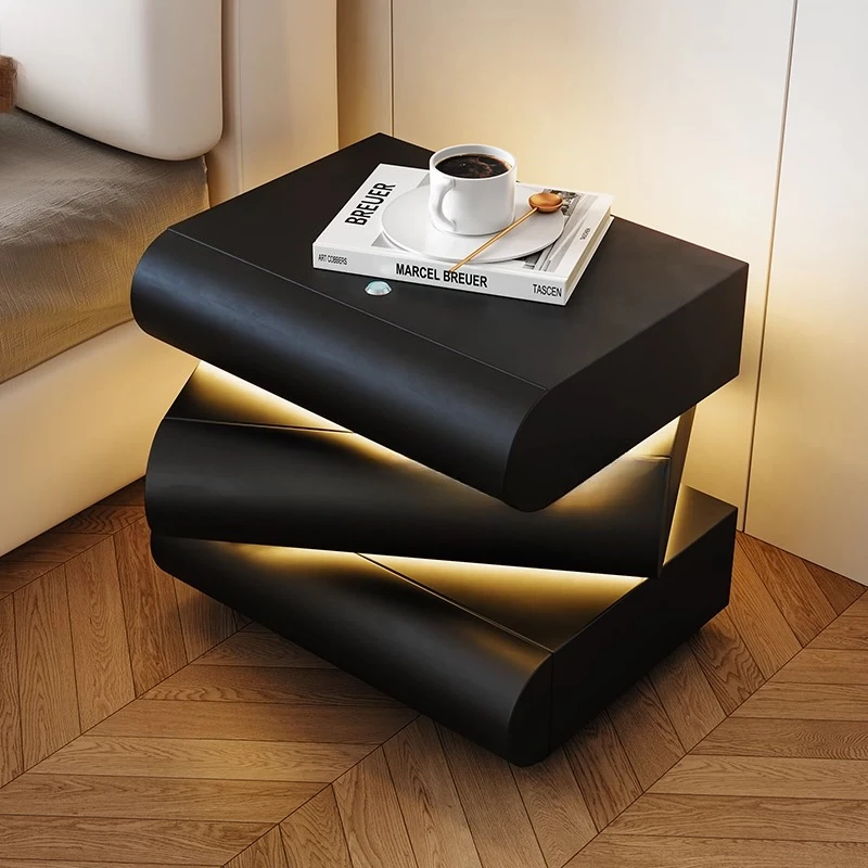 Cream wind bedside table 360 ° rotating bedside table whole house smart atmosphere