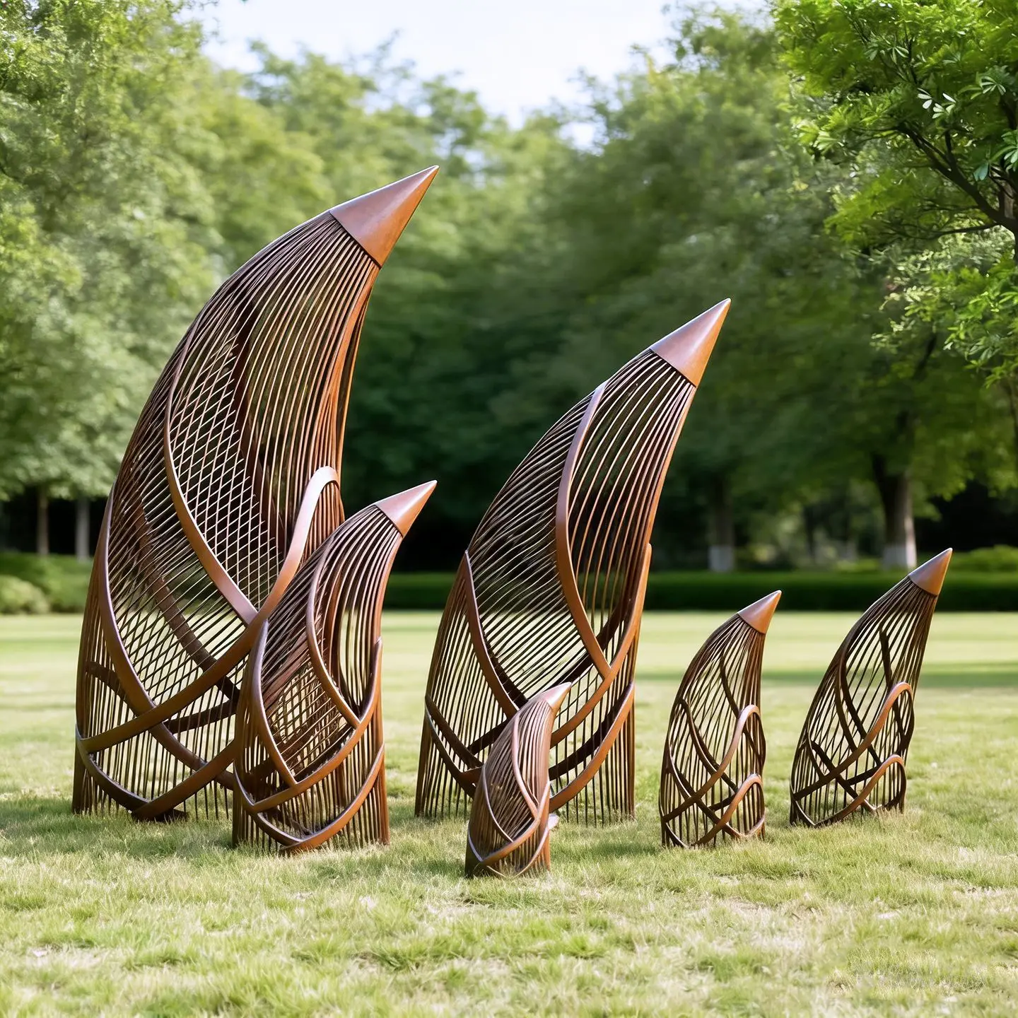 Stainless steel bamboo shoot sculpture park wrought iron hollow simulation plant planting lawn base community landscape ornament