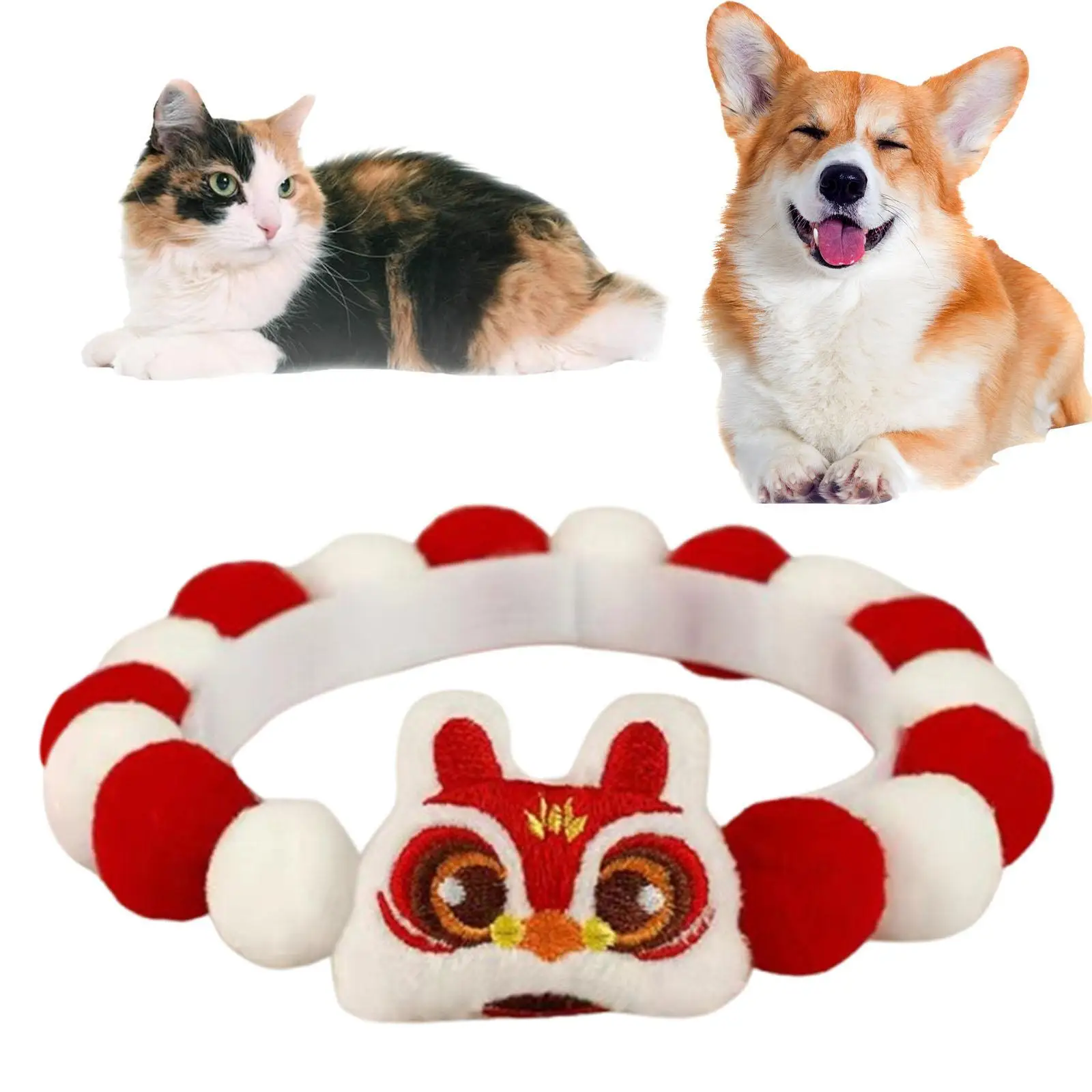 Kitten Collar Plush Balls Puppy Necklace Cute Costume Accessories Puppy Collar for Cats Taking Photos Festival Birthday Gift