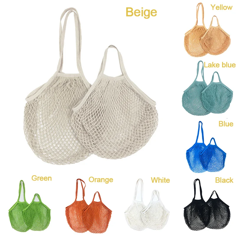 Reusable Grocery Produce Bags Cotton Mesh Ecology Market String Net Tote Bag Kitchen Fruits Vegetables Hanging Home