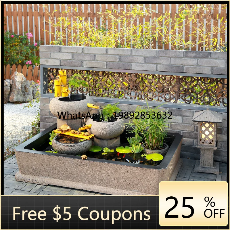 

Courtyard Water Flow Ornament Garden Feature Outdoor Circulating Water Fish Pond Water System