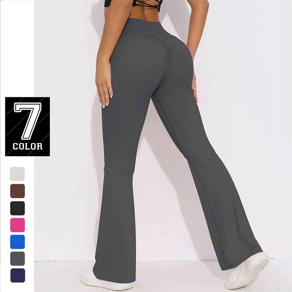 

2025 Breathable Brushed High Waisted Elastic Hip Lifting Casual Pocket Wide Leg Cropped Pants Running Fitness Yoga Leggings