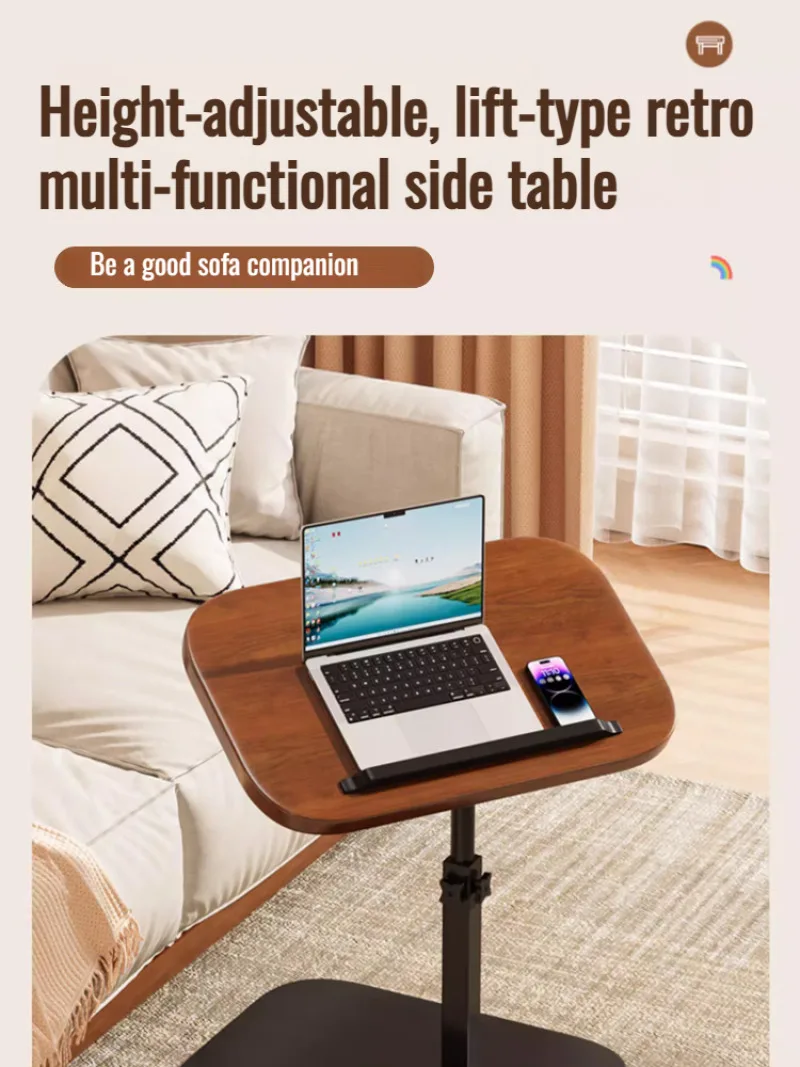 C-shaped Liftable Coffee Table Living Room Sofa Side Table Rotating Foldable Desktop Home Bedside Storage for RV Office Bedroom