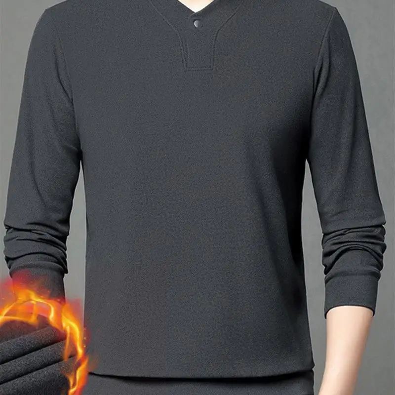 

Thickened Warm Men's Long Base Shirt Thermal Comfortable Long Sleeve Crew Neck Sweatshirt Daily Wear Non-Brand Garment