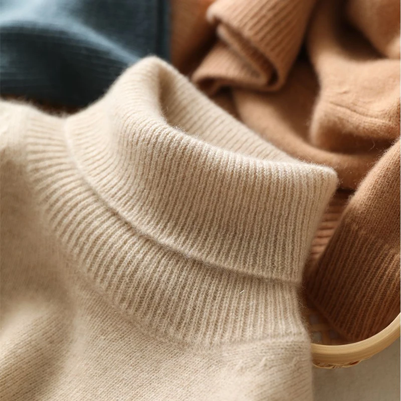 

High-Quality Children's 100% Pure wool Knit Sweaters Boys Girls High-Neck Solid color keep warmknitted sweater for autumn winter