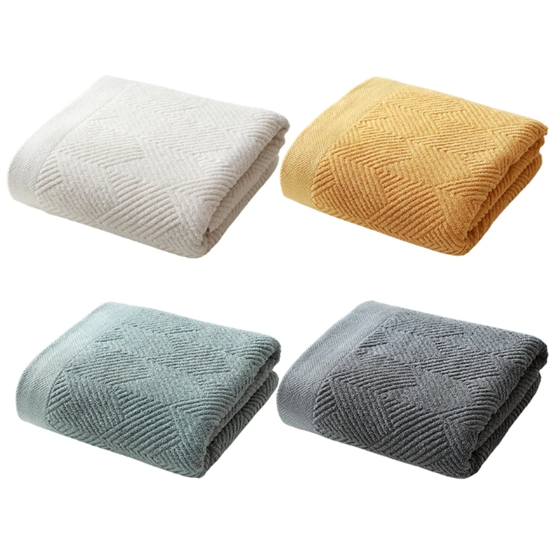 70x140cm Cotton Bath Towel Simple Solid Color Wavy Striped Texture Highly Absorbent Bathroom Washcloth Blanket A0KC