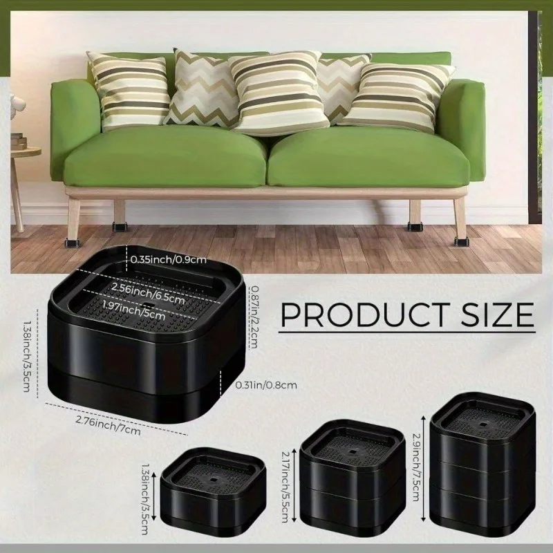30pcs Heavy-Duty Adjustable Furniture Lifter Stackable Bed and Table Leg Lifter Non Slip Grip Easy Assemble Mattress Chair Sofa