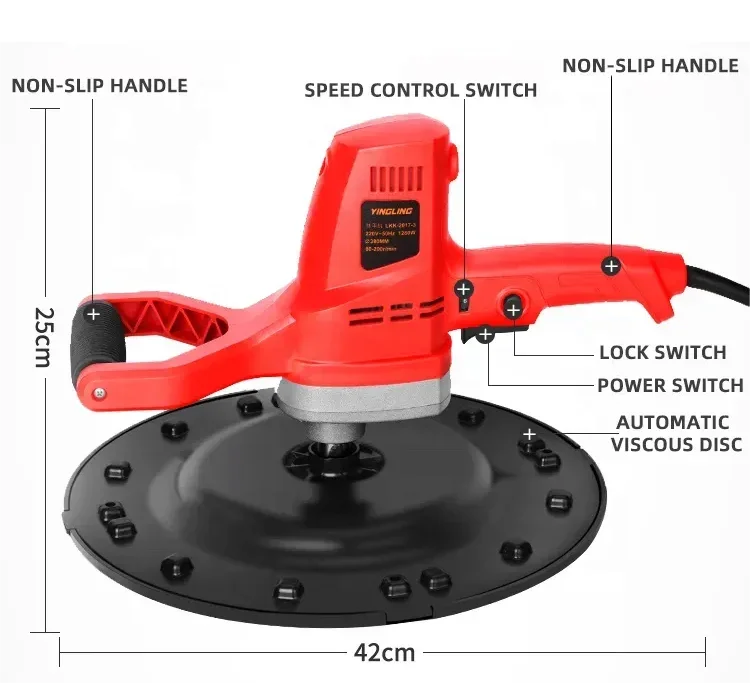 Small Smoothing Machine Wet Plaster Rendering Wall Polishing Hand Finishing Professional Handle Cement