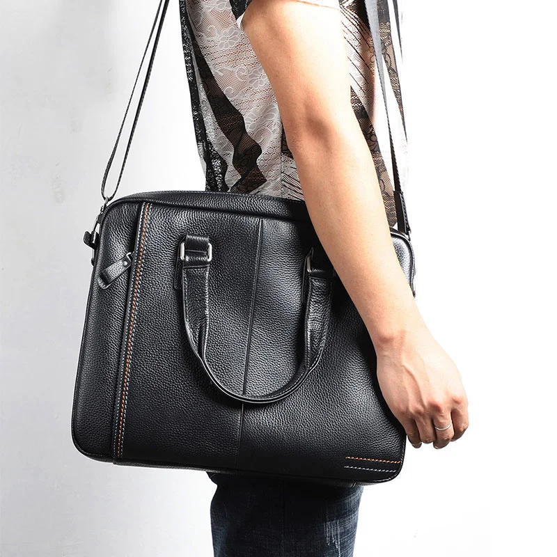 

Genuine Leather Shoulder Bag for Men Business Briefcase Male 14 inch Laptop Men's ReaL Handbag Boy Messenger