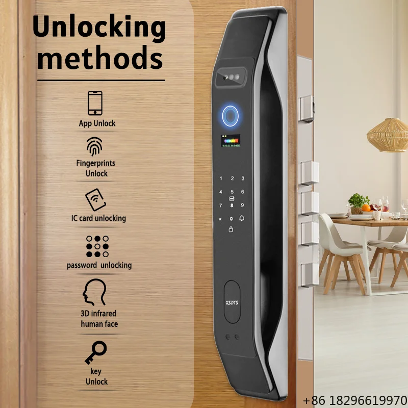 XSDTS K9 Wishome WiFi Smart Lock Modern Home Security : Fingerprint, Face, App, Password, Key & IC Card