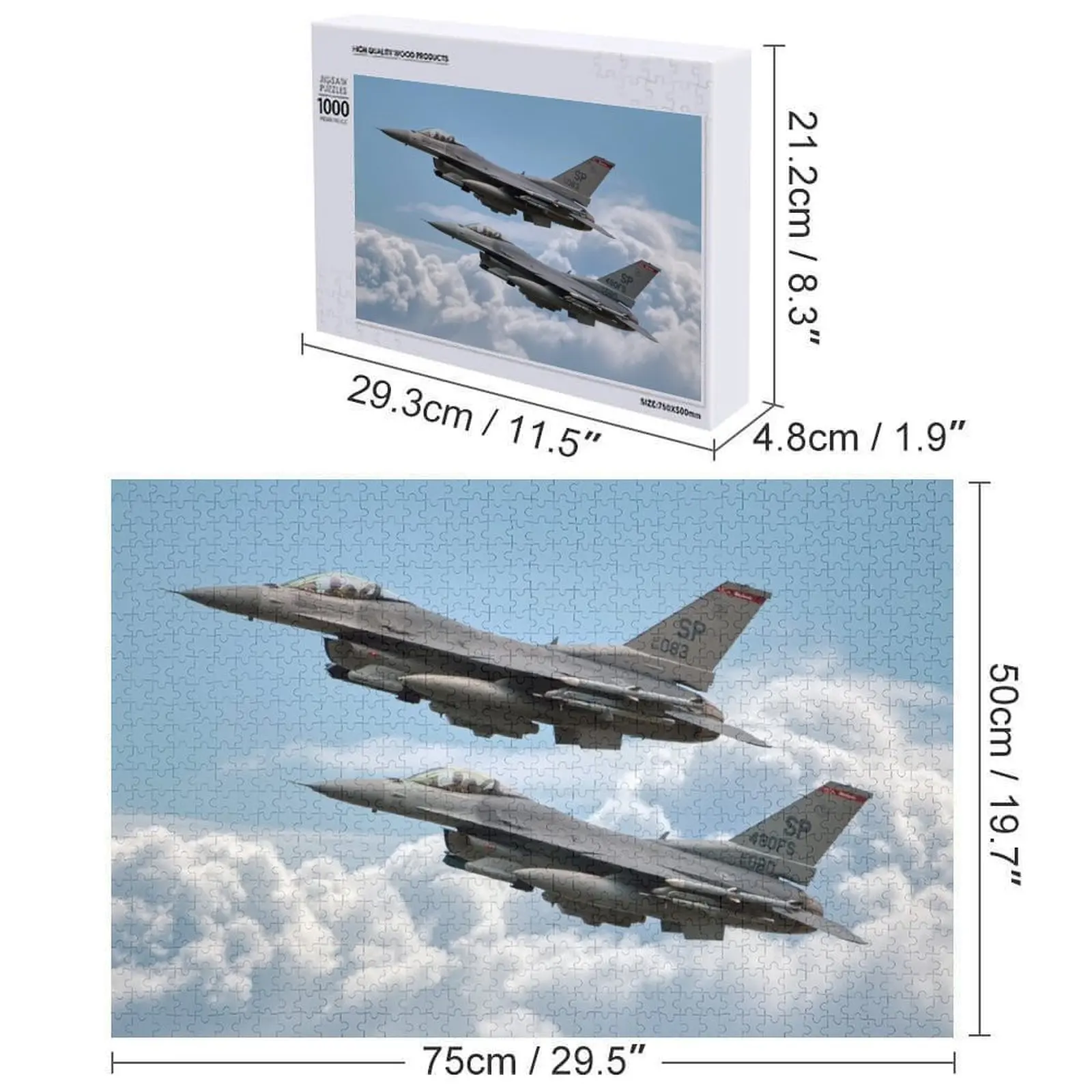 F16 Fighting Falcon Warhawks Puzzle Cadeaux personnalisés Nom en bois personnalisé Jouet personnalisé Puzzle personnalisé