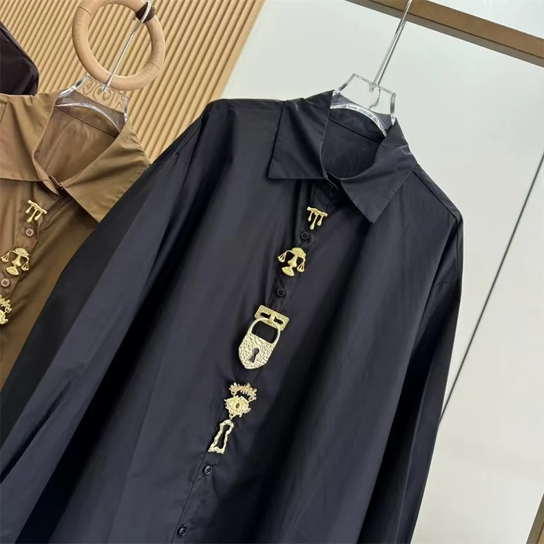 Hochwertige Einzigartige Design-Blusen für Frühling, Herbst und Sommer 2026 aus Baumwolle mit Langen Ärmeln für Damen, Lässige Schicke Oberteile, Damenkleidung – Detail 3
