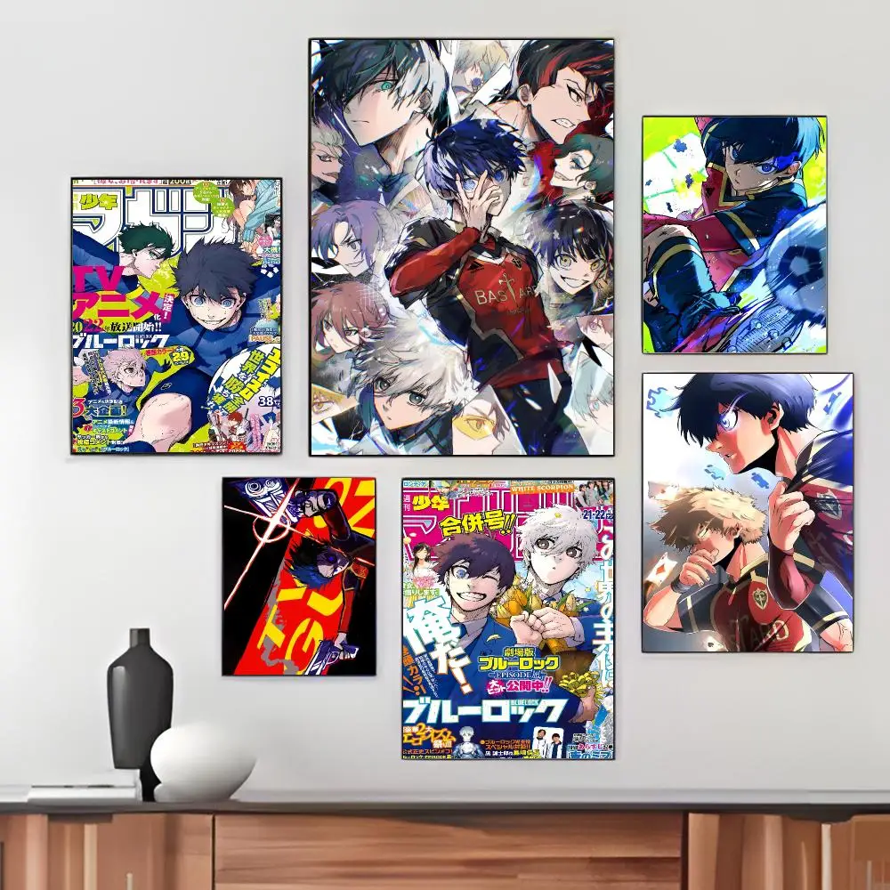 Soccer Sports Anime B-Blue Lock Poster Pegatina artistica HD autoadhesiva impermeable para salon dormitorio