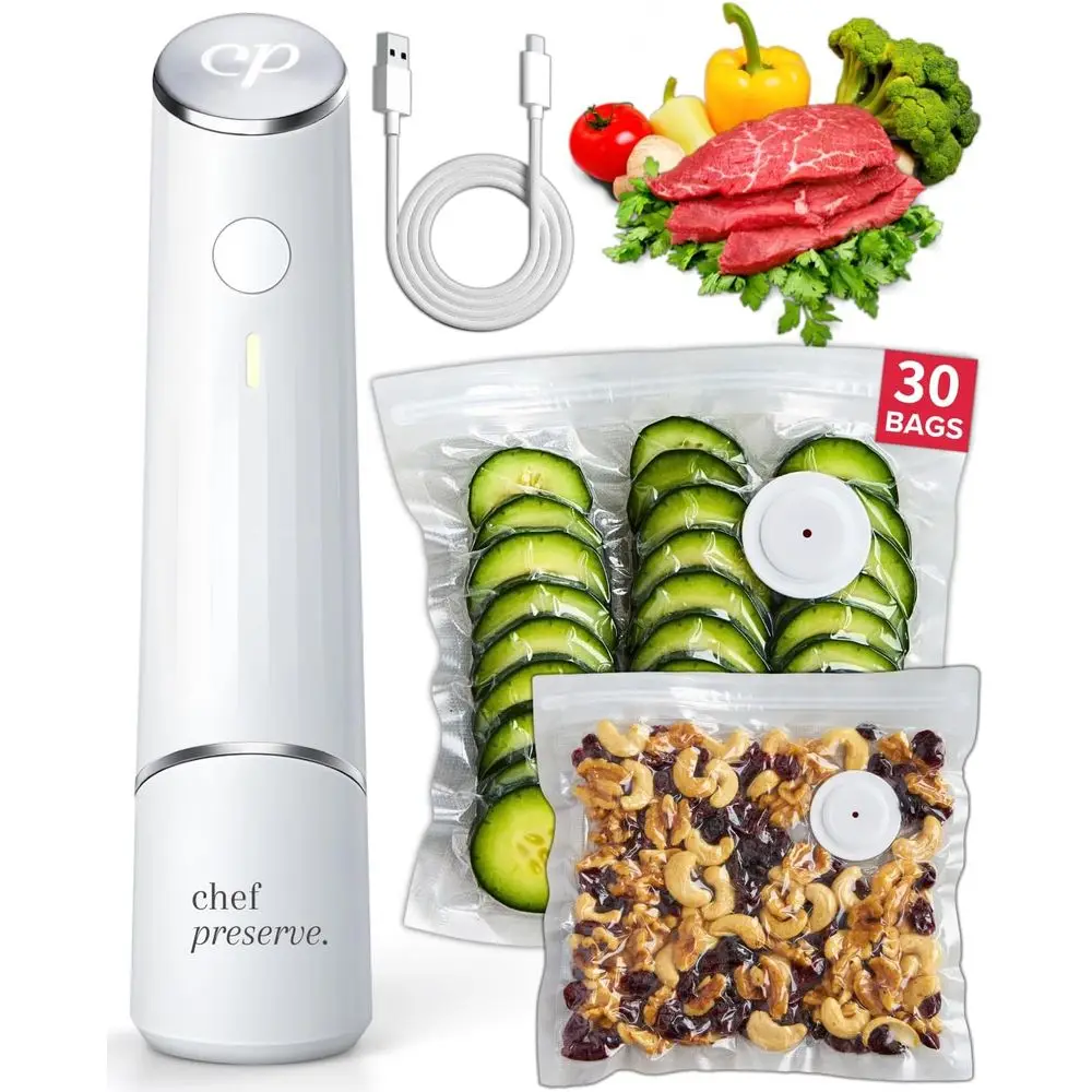 

Portable Handheld Vacuum Sealer with 30 Reusable Bags for Food Preservation