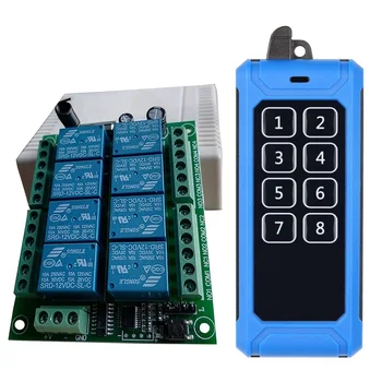 433MHZ DC 12V 24V 8CH RF Wireless Remote Control Switch Remote Control System Receiver Industrial Transmitter 8CH Relay